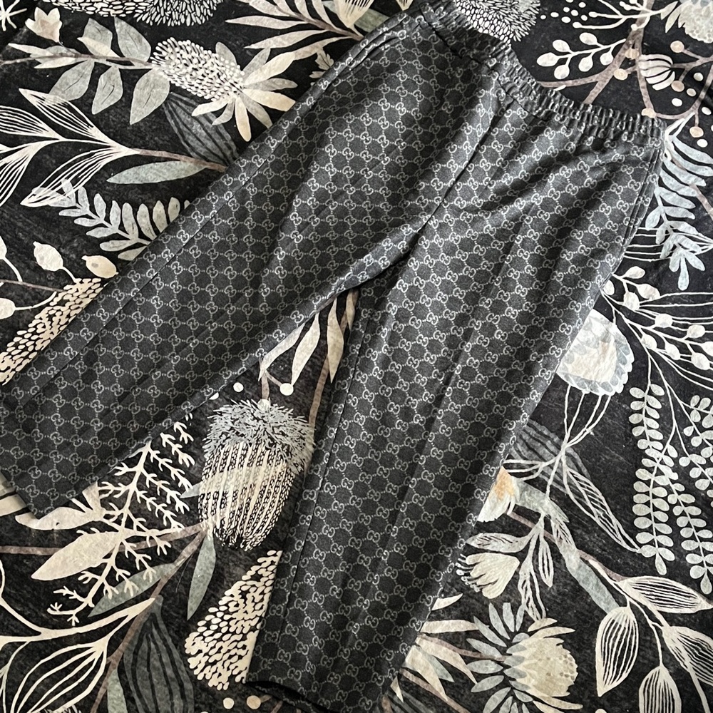 Gucci Black Monogram Trousers